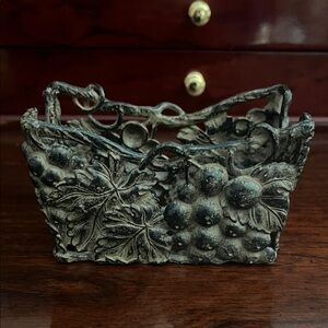 Decorative Black and Gray Grape Motif Basket